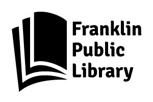 A logo showing half of an open book with three black pages. Beside the pages is text reading Frankling Public Library.
